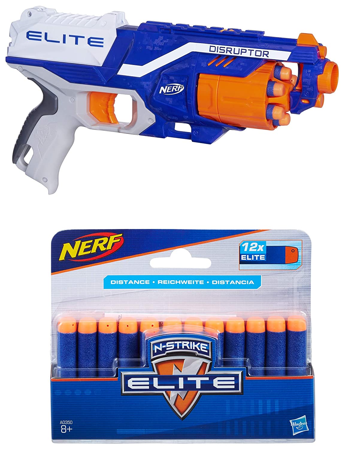 Nerf Disruptor Elite Blaster - 6-Dart Rotating Drum, Slam Fire, Includes 6  Official Nerf Elite Darts - for Kids, Teens, Adults, ( Exclusive)